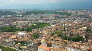 4k Görüntüler: Cenevre şehir manzarası, İsviçre  