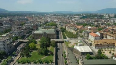 4k Görüntüler: Cenevre şehir manzarası, İsviçre  