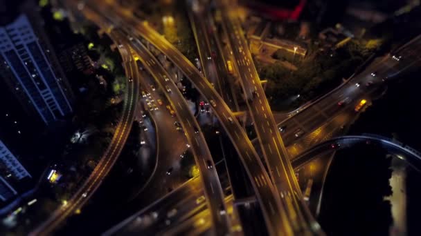 Noite Tempo Guangzhou Paisagem Urbana Tráfego Aéreo Panorama Imagens China — Vídeo de Stock