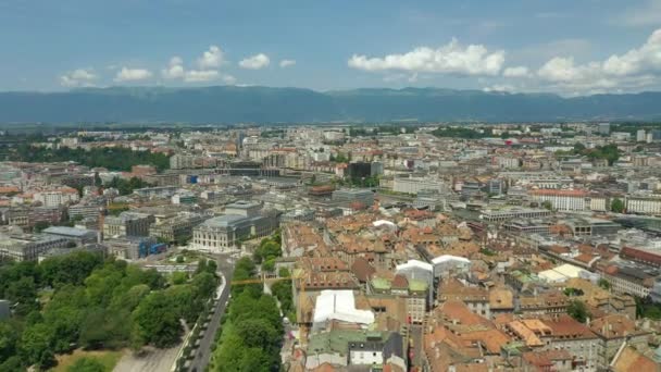 Beelden Van Genève Stadsgezicht Panorama Zwitserland — Stockvideo