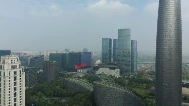 Dagtid Chengdu Stad Centrum Antenn Panorama Porslin — Stockvideo