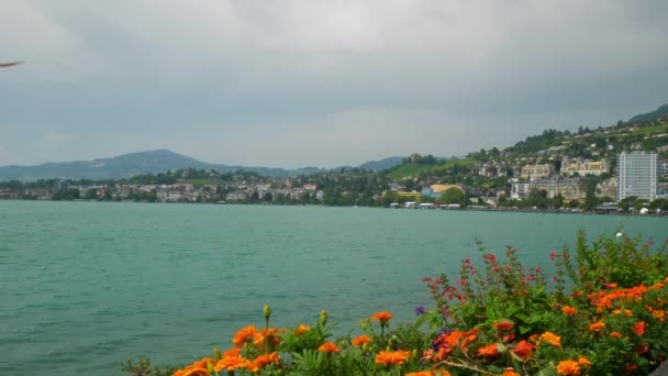 Suíça Montreux Circa Novembro 2019 Montreux Lago Lado Panorama Imagens — Vídeo de Stock