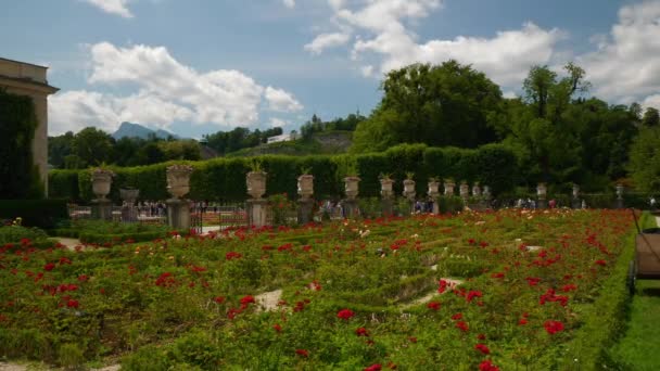 Salzburg Austria Julio 2019 Paisaje Urbano Día Soleado Famoso Jardín — Vídeos de Stock