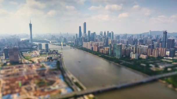 Nap Idő Guangzhou Városkép Légi Panorama Timelapse Felvételeket Kína — Stock videók