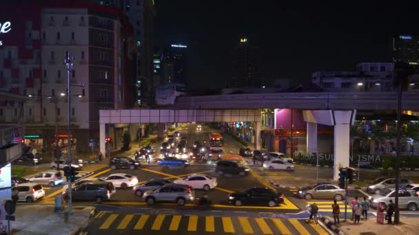 Kuala Lumpur Malaysien September 2018 Nachts Kuala Lumpur Stadtverkehr Strasse — Stockvideo