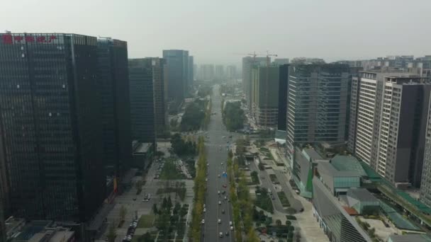 Den Čas Chengdu Město Centru Letecké Panorama Porcelánu — Stock video