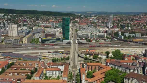 Zurique Cityscape Railways Panorama Aéreo Suíça — Vídeo de Stock