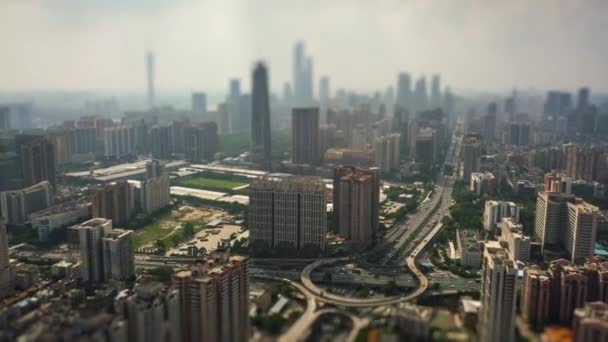 Hora Del Día Guangzhou Paisaje Urbano Panorama Aéreo Timelapse Metraje — Vídeos de Stock