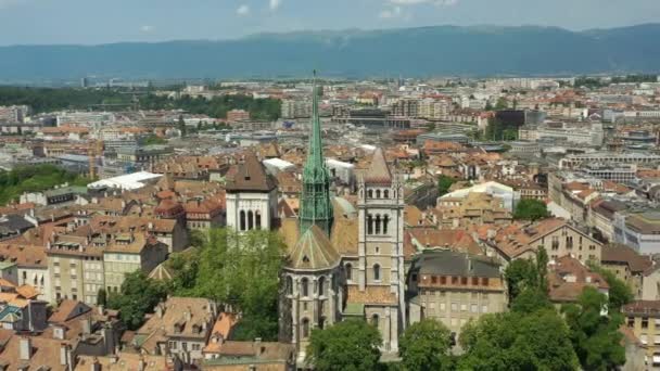 Footage Geneva Cityscape Panorama Ελβετία — Αρχείο Βίντεο