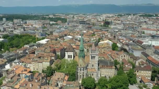 Beelden Van Genève Stadsgezicht Panorama Zwitserland — Stockvideo