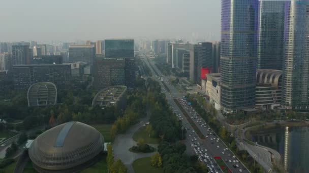Tarde Noche Chengdu Ciudad Centro Ciudad Chengdu Panorama Aéreo China — Vídeos de Stock