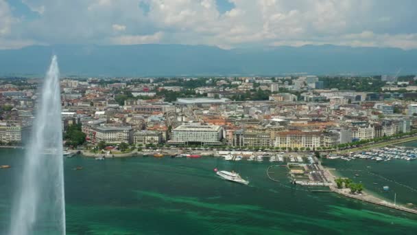 Footage Geneva Aerial Riverscape Panorama Switzerland — Stock Video