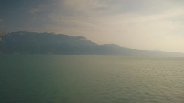 Slunečný Den Montreux Geneva Jezero Slavný Trajekt Výlet Osobní Hora — Stock video