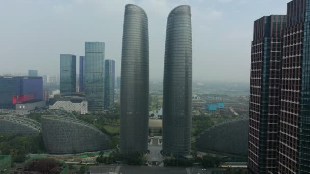 Hora Dia Chengdu Cidade Centro Cidade Panorama Aéreo China — Vídeo de Stock