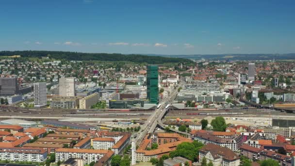 Zurich Cityscape Railways Aerial Panorama Switzerland — 비디오