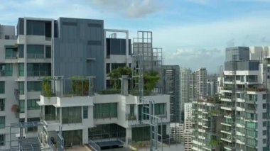 Singapur hava topdown Cityscape Panorama 4k görüntüleri