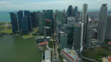 Singapur hava topdown Cityscape Panorama 4k görüntüleri