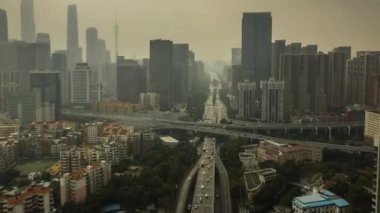Gündüz vakti Guangzhou Endüstriyel Şehir Havası Panoraması. 4k zaman dilimi Çin porseleni