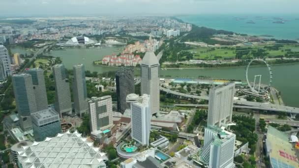 Singapore Aerial Topdown Cityscape Panorama Footage — Stock Video