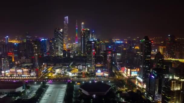 Paysage Urbain Industriel Guangzhou Nocturne Panorama Aérien Timelapse Images Chine — Video