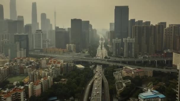 Dag Guangzhou Industriële Stad Landschap Luchtfoto Panorama Tijdapse Beeldmateriaal Porselein — Stockvideo