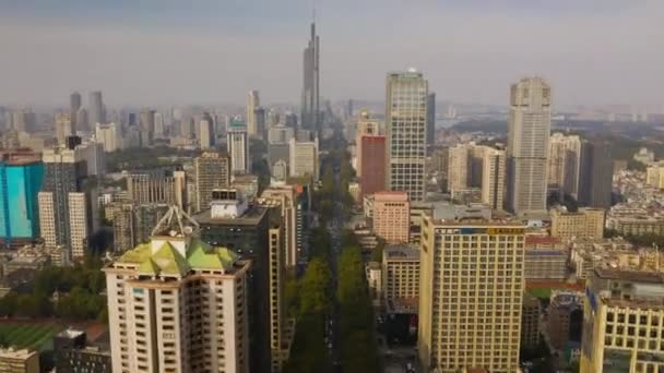 Дневной Полет Над Городом Нанкин Воздушная Панорама Кадры — стоковое видео