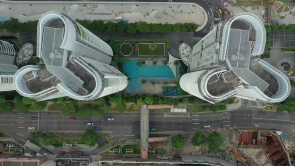 Singapur Şehri Çin Çarşısı Havadan Ndirme Trafik Panoraması — Stok video