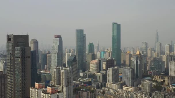 Vôo Diurno Sobre Nanjing Cidade Aérea Panorama Imagens — Vídeo de Stock