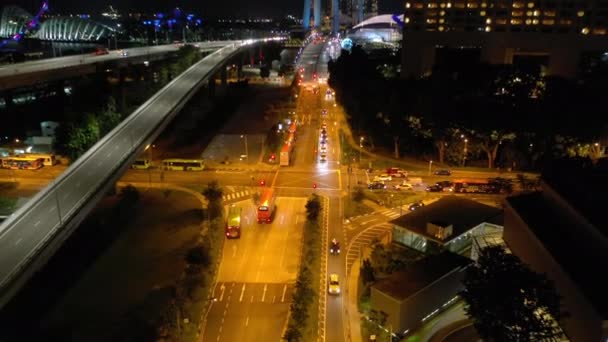 Рейс Нічного Часу Над Повітряною Панорамою Міста Синдикат — стокове відео