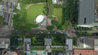 Singapur hava topdown Cityscape Panorama 4k görüntüleri