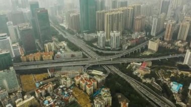 Gündüz vakti Guangzhou Endüstriyel Şehir Havası Panoraması. 4k zaman dilimi Çin porseleni