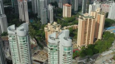 Singapur hava topdown Cityscape Panorama 4k görüntüleri