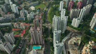 Singapur hava topdown Cityscape Panorama 4k görüntüleri