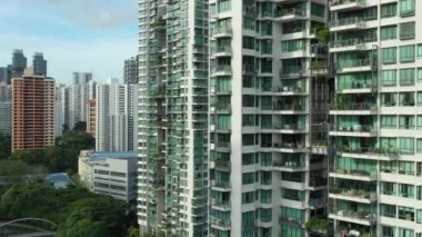 Singapur hava topdown Cityscape Panorama 4k görüntüleri