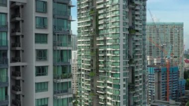 Singapur hava topdown Cityscape Panorama 4k görüntüleri