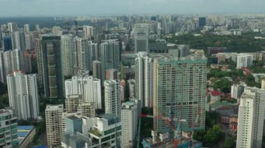 Singapur hava topdown Cityscape Panorama 4k görüntüleri