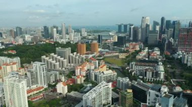 Singapur hava topdown Cityscape Panorama 4k görüntüleri