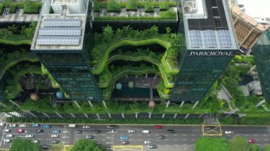 Singapur Şehri Çin Çarşısı Havadan İndirme Trafik Panoraması 4k 