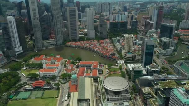 シンガポールの空中トップダウン都市景観パノラマ4K映像 — ストック動画