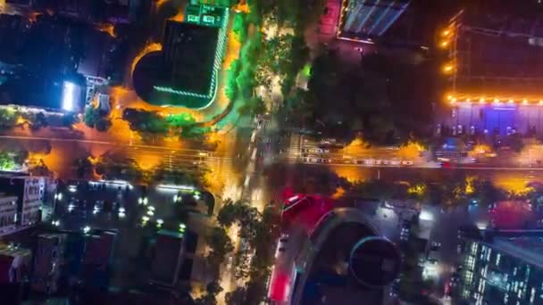 南京市交通上の夜間飛行空中パノラマ4Kタイムラプス映像 — ストック動画