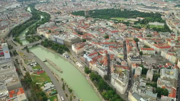 Vienna Cityscape Day Time Central Streets Aerial Panorama Áustria — Vídeo de Stock