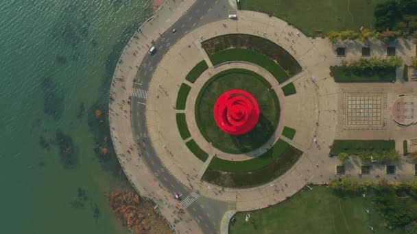 Hora Del Día Qingdao Ciudad Centro Panorama Aéreo China — Vídeo de stock