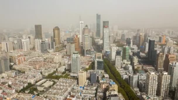 Vuelo Día Sobre Panorama Aéreo Ciudad Nanjing Imágenes — Vídeos de Stock