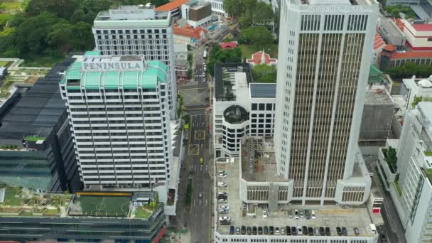 Singapur Antenowe Topdown Gród Panorama Nagrania — Wideo stockowe