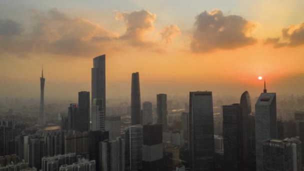 День Время Гуанчжоу Промышленной Городской Пейзаж Воздушной Панорамы Timelapse Footage — стоковое видео