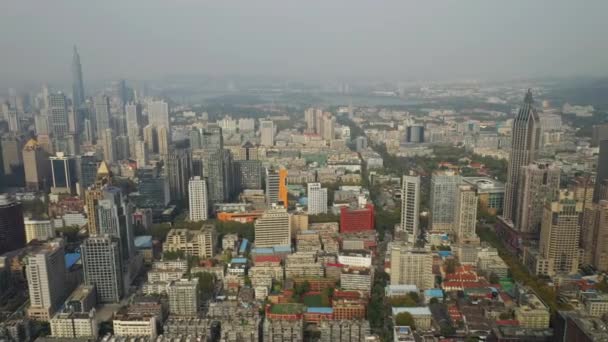 Nanjing Şehrinde Gündüz Uçuşu Hava Panorama Görüntüsü — Stok video