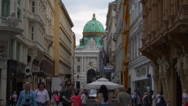 Vienna Ciudad Soleada Día Lleno Tráfico Panorámico Cámara Lenta Austria — Vídeo de stock