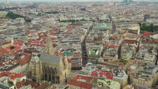 Wiedeń Miasto Dzień Krajobraz Czas Centralne Ulice Panorama Lotnicza Austria — Wideo stockowe