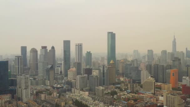 Vuelo Día Sobre Panorama Aéreo Ciudad Nanjing Imágenes — Vídeo de stock