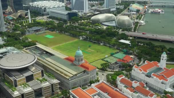 Singapore Antenn Topdown Stadsbilden Panorama Footage — Stockvideo